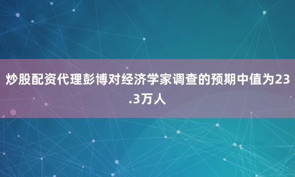 炒股配资代理彭博对经济学家调查的预期中值为23.3万人